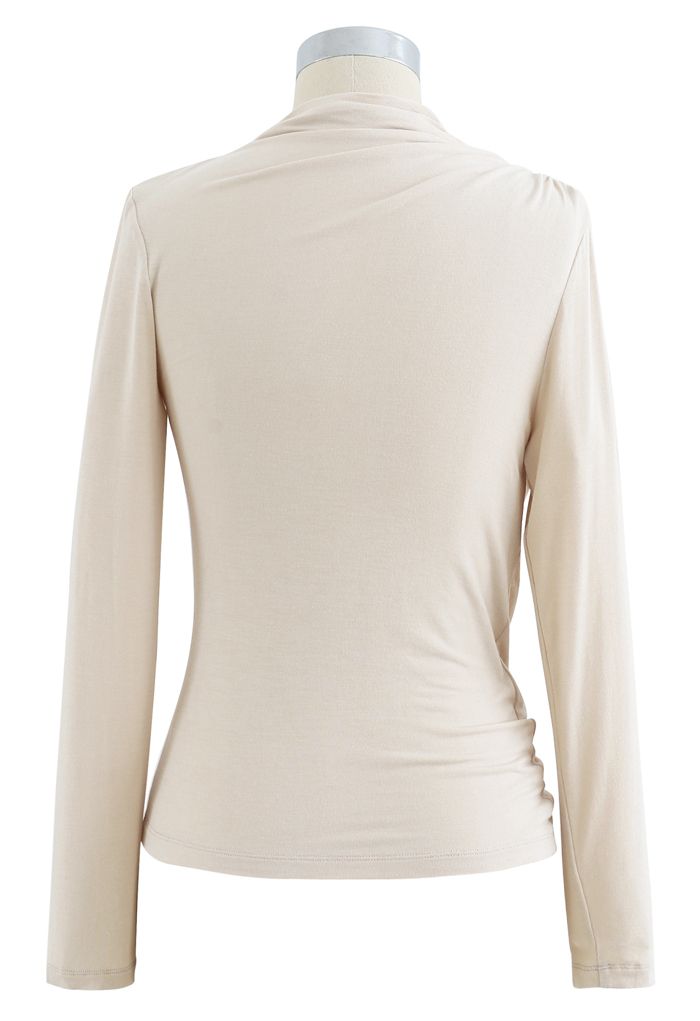 IVY | RUCHED KNIT BLOUSE IN SOFT CREAM