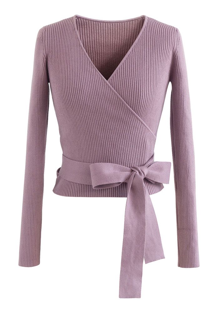 HARLOW | LILAC TIE-WAIST KNIT BLOUSE