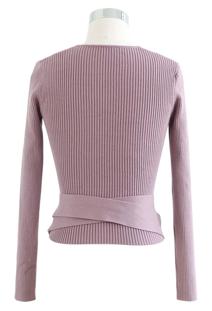 HARLOW | LILAC TIE-WAIST KNIT BLOUSE