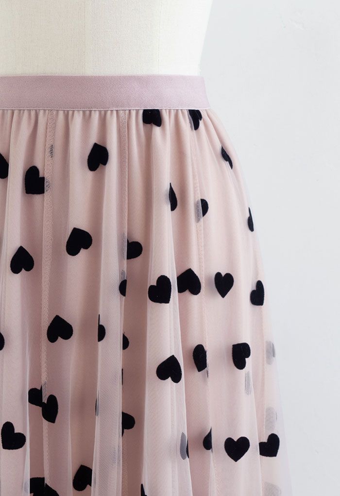 SIERRA | PINK LAYERED SKIRT WITH HEART DETAILS