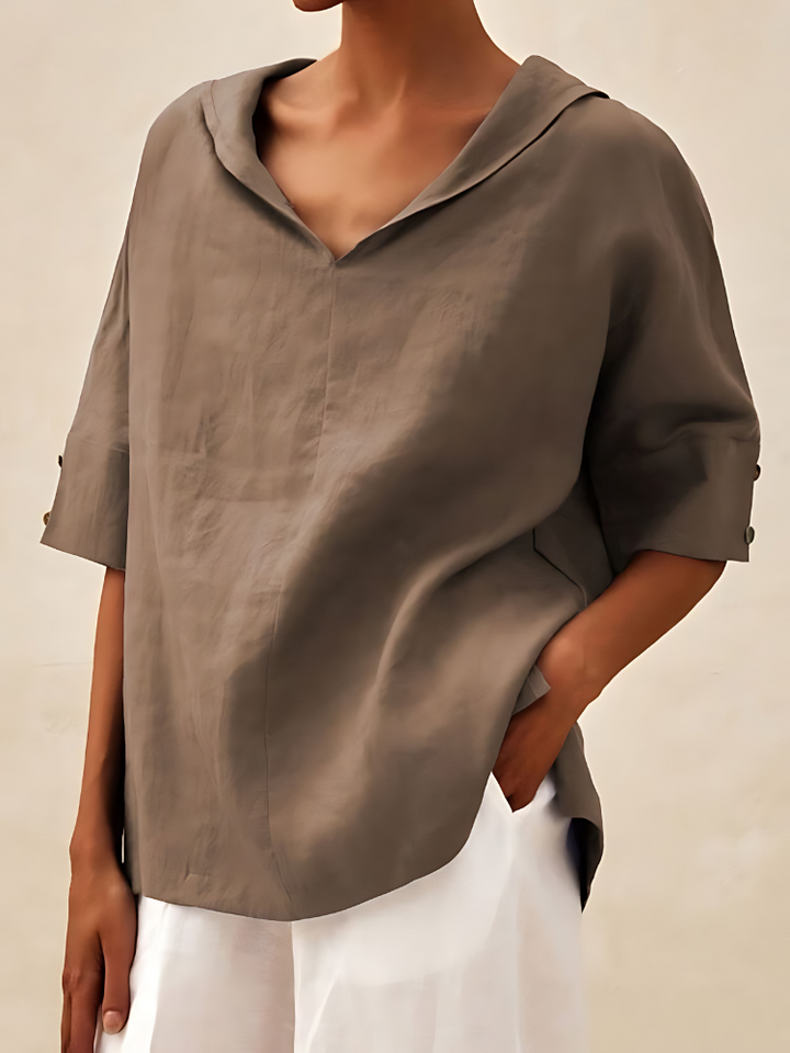 MOLLY V-NECK CASUAL LINEN SHIRT