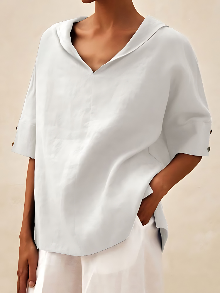 MOLLY V-NECK CASUAL LINEN SHIRT