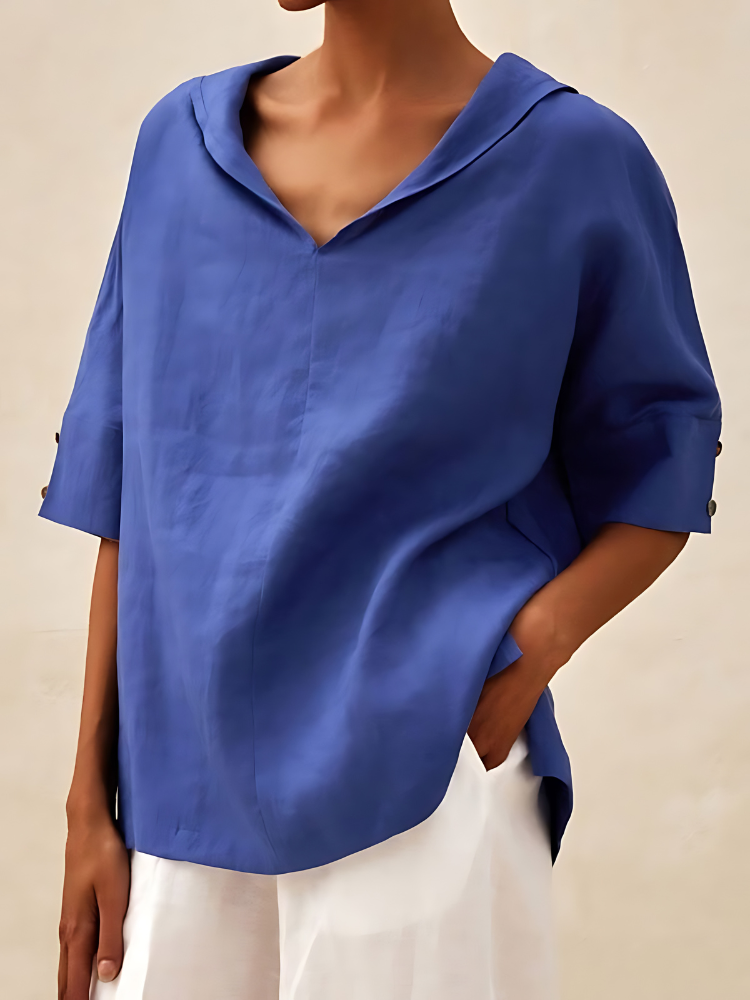 MOLLY V-NECK CASUAL LINEN SHIRT