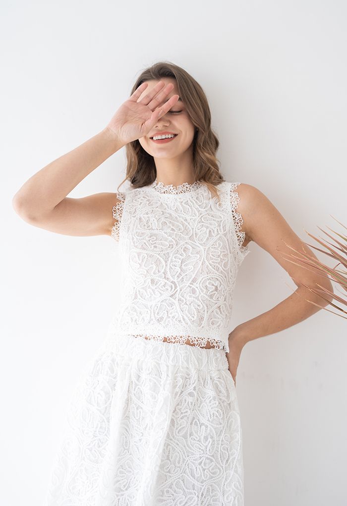 CAMILLE | WHITE LACE CROPPED BLOUSE