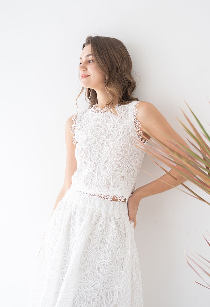 CAMILLE | WHITE LACE CROPPED BLOUSE