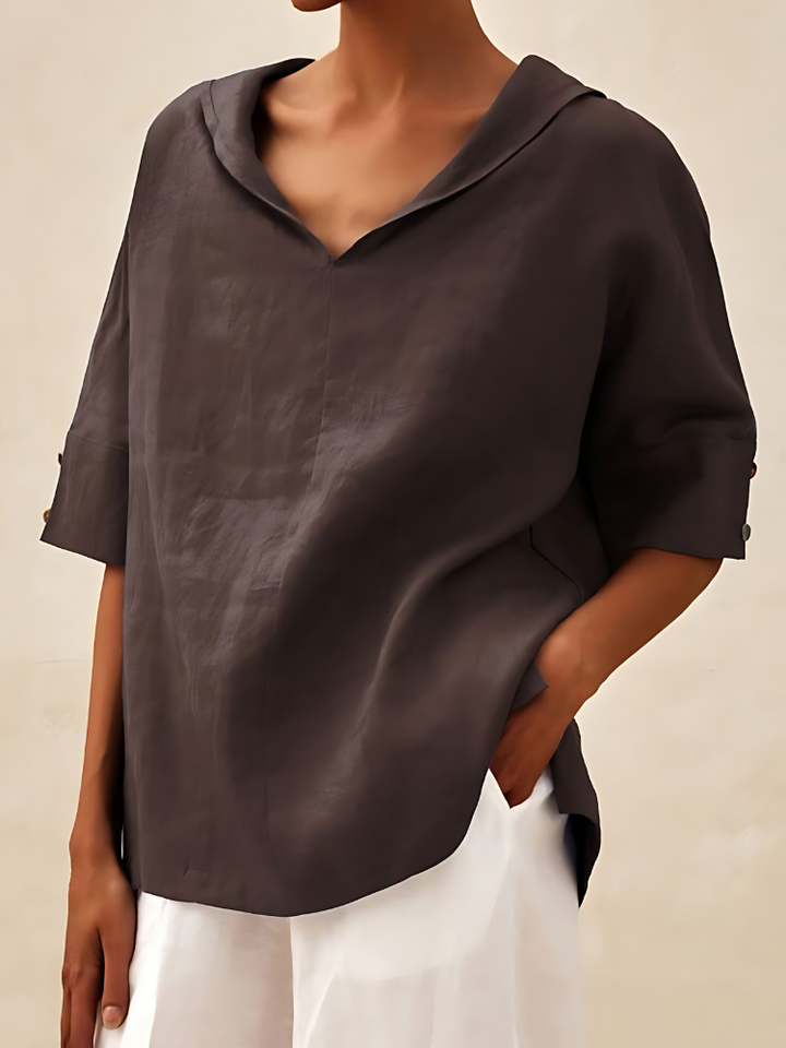 MOLLY V-NECK CASUAL LINEN SHIRT