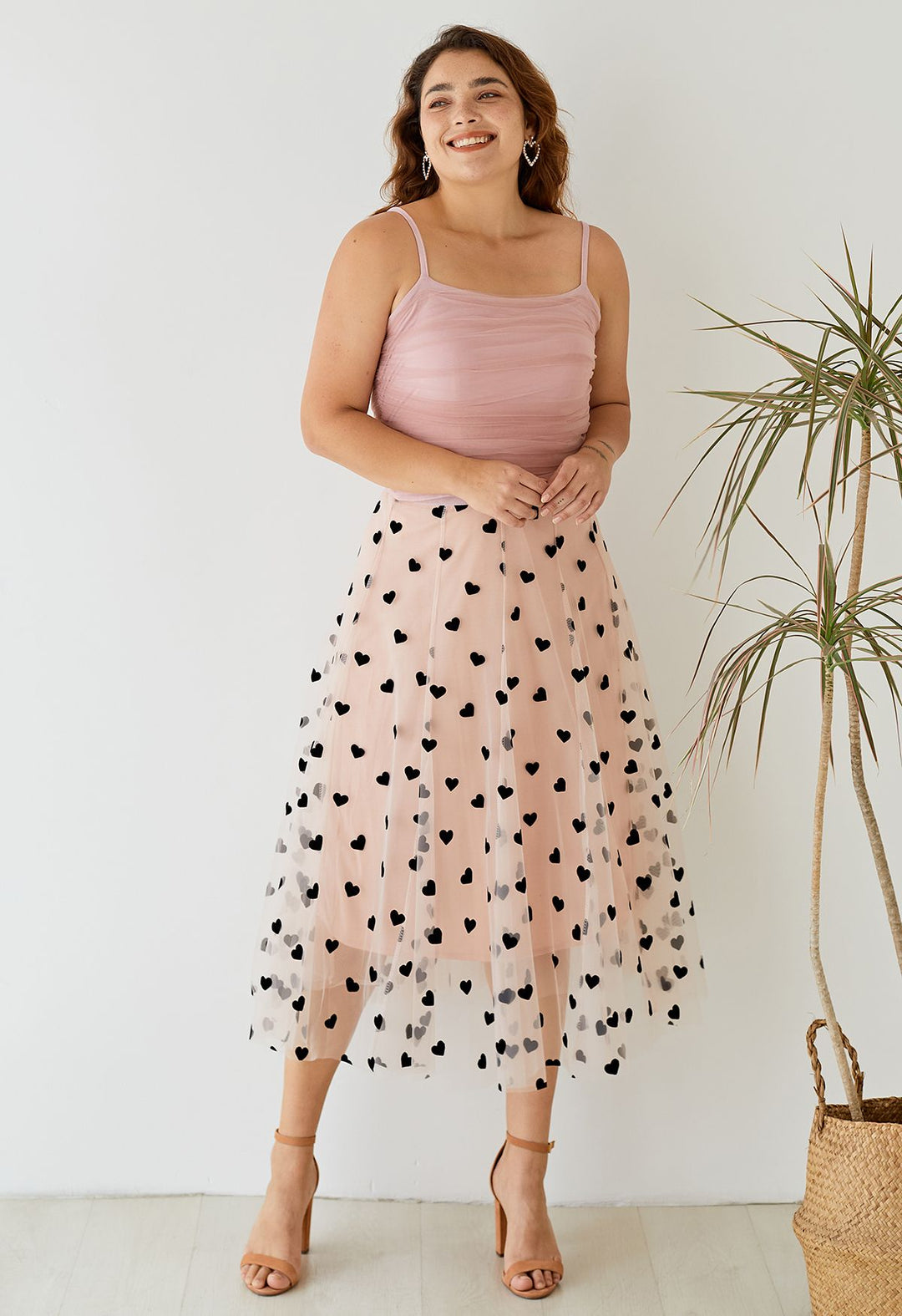 SIERRA | PINK LAYERED SKIRT WITH HEART DETAILS