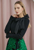 LEONA | BLACK KNIT TOP WITH BOW ACCENT