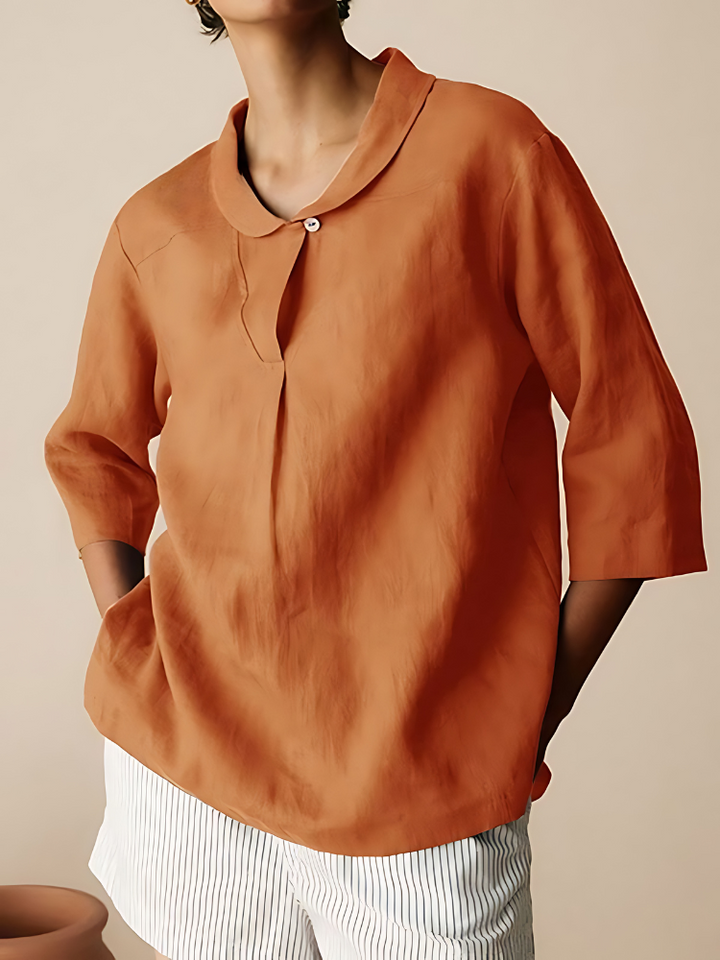 HELEN CASUAL LINEN COTTON 3/4 SLEEVE SHIRT