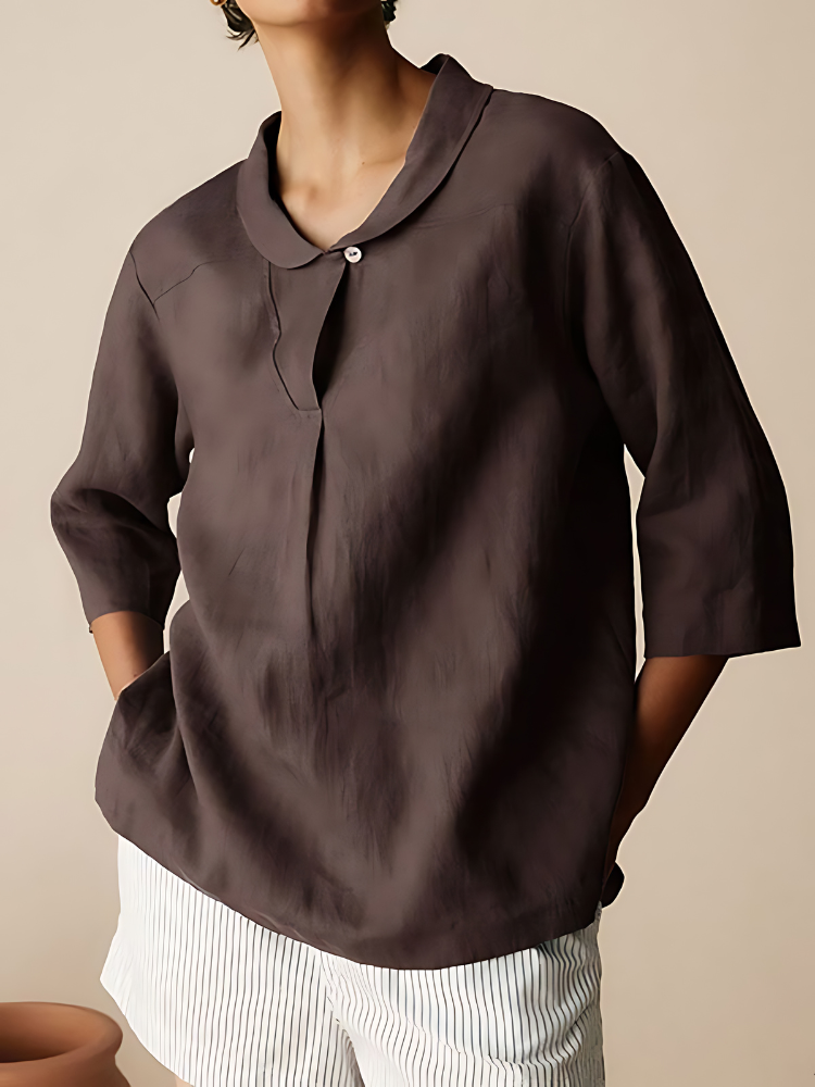 HELEN CASUAL LINEN COTTON 3/4 SLEEVE SHIRT