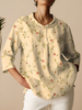 CLARA VINTAGE FLORAL ART PRINT 3/4 SLEEVE SHIRT