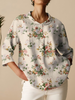 RUTH VINTAGE FLORAL ART PRINT 3/4 SLEEVE SHIRT