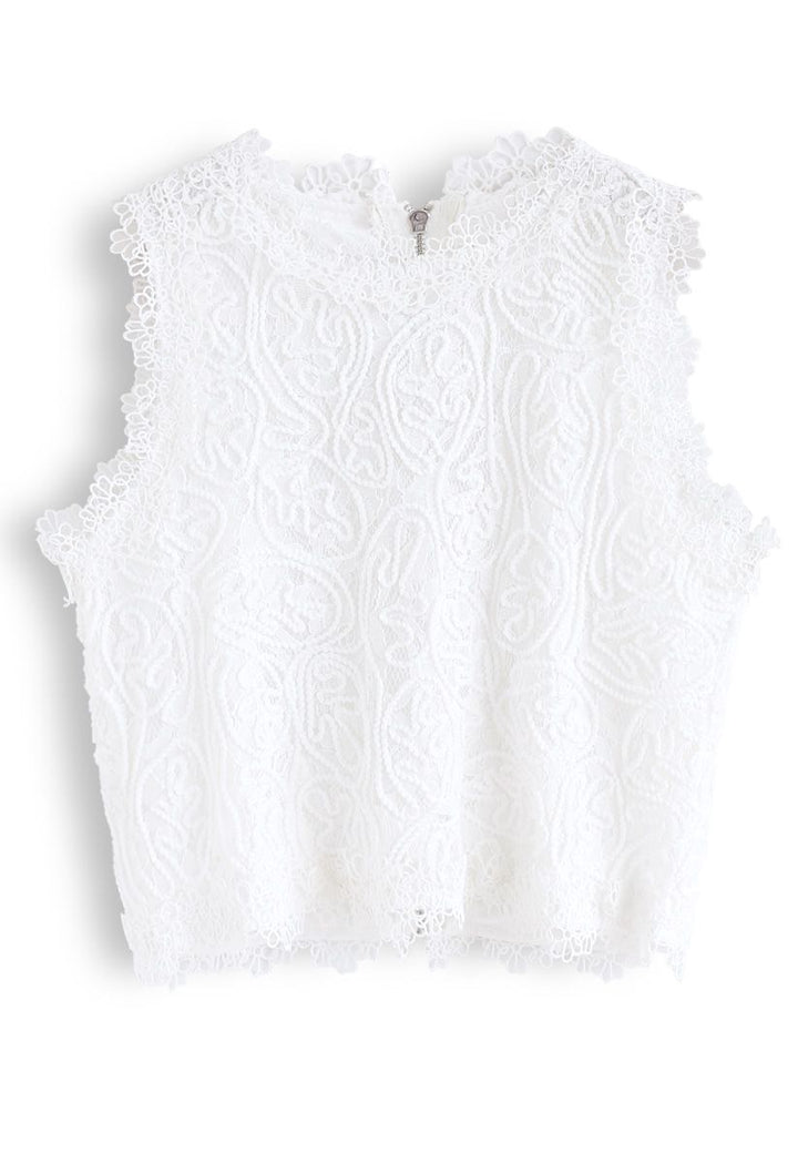 CAMILLE | WHITE LACE CROPPED BLOUSE