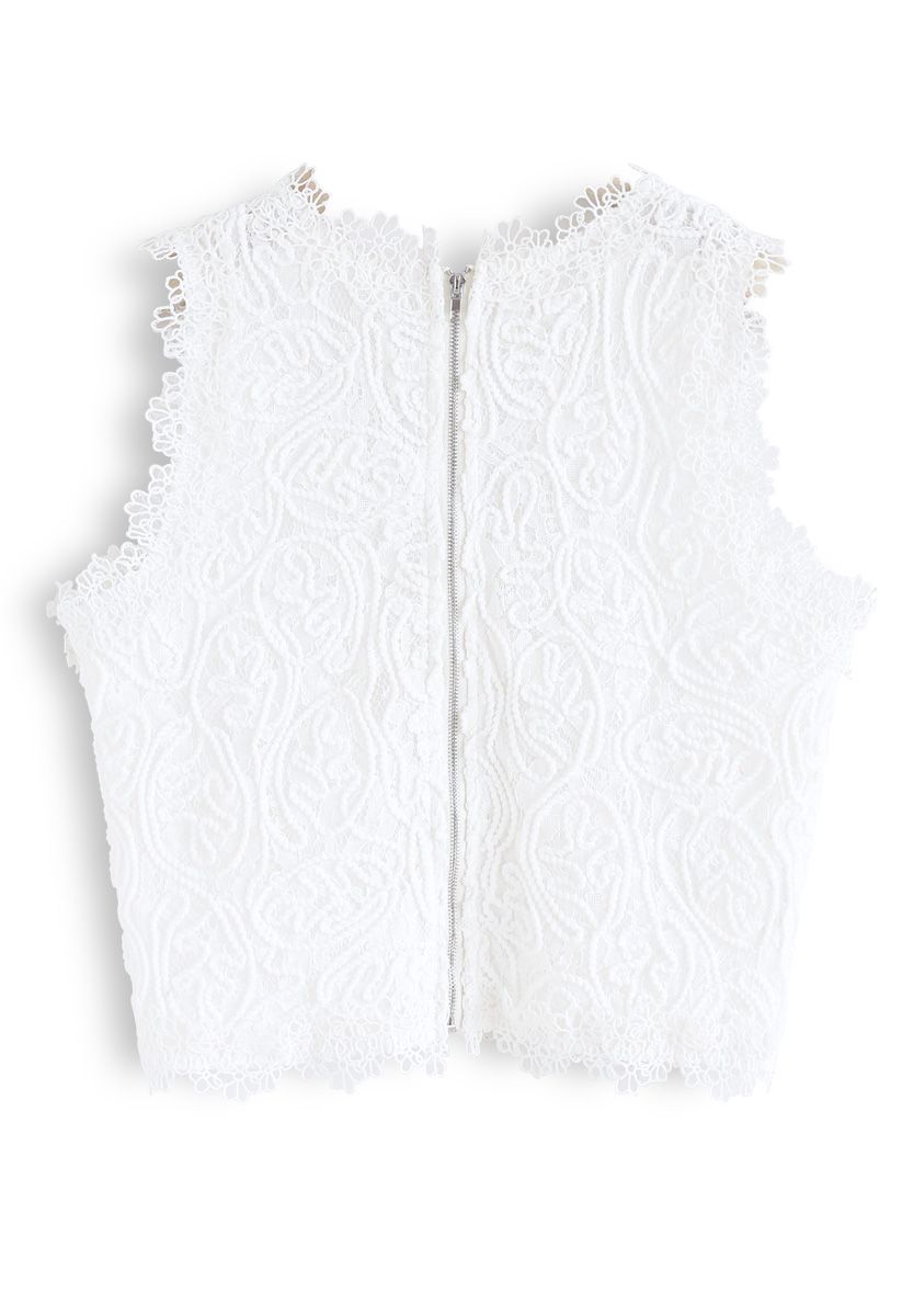 CAMILLE | WHITE LACE CROPPED BLOUSE