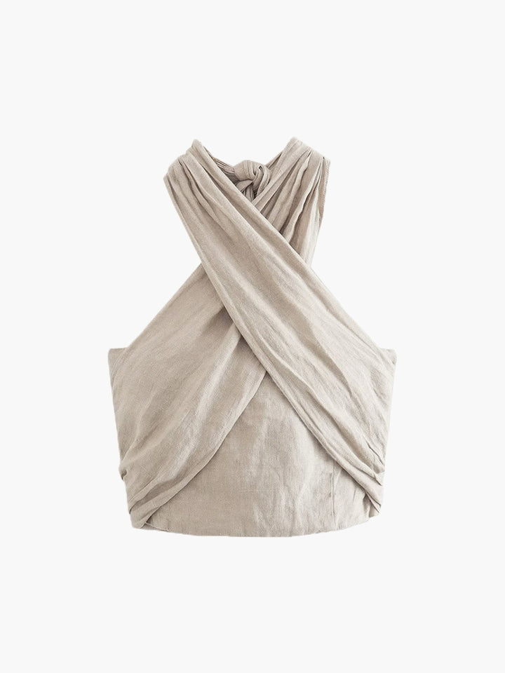 TARA | LINEN HALTER TANK TOP