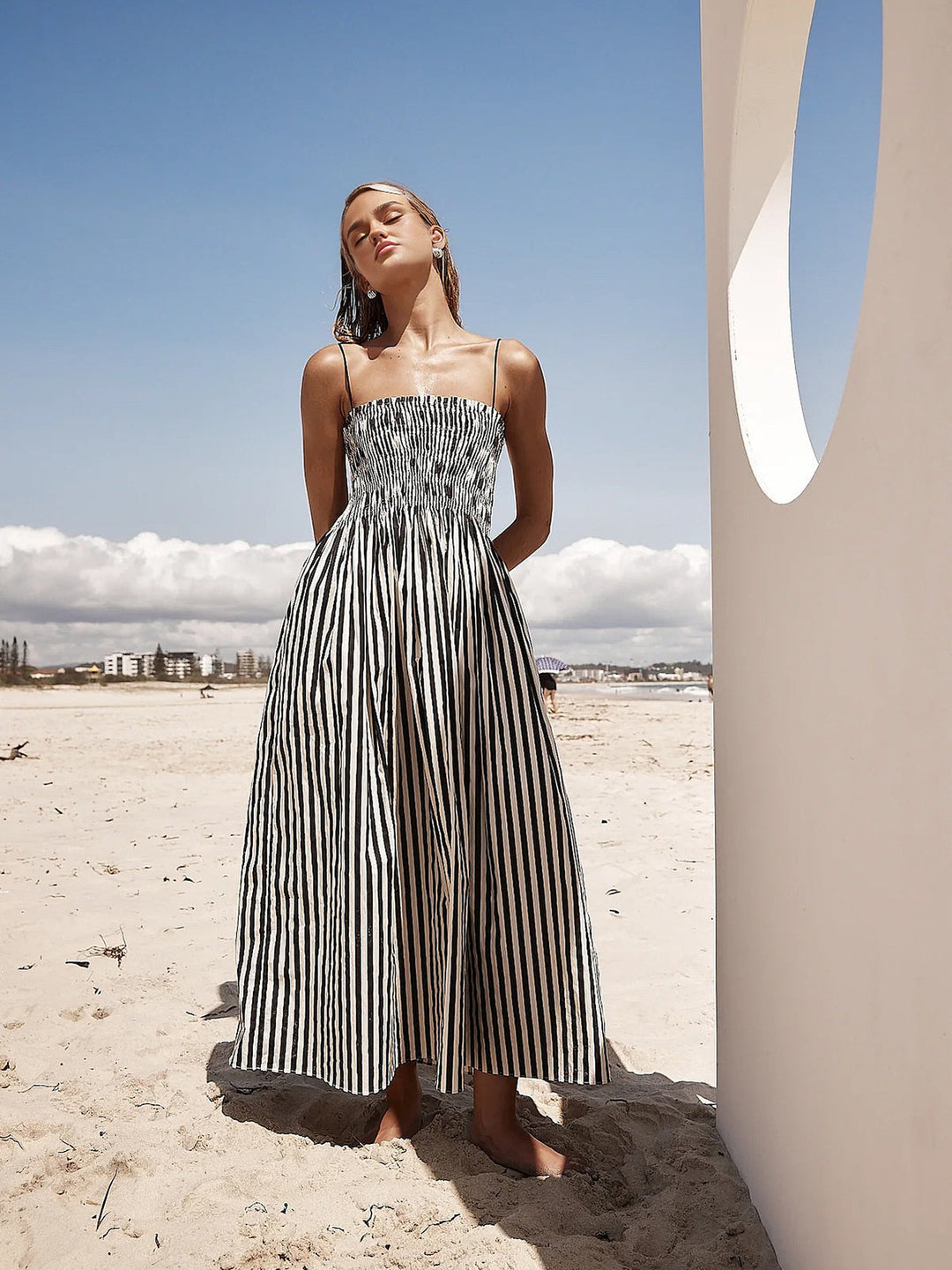 AISLING | PINSTRIPE LONG DRESS