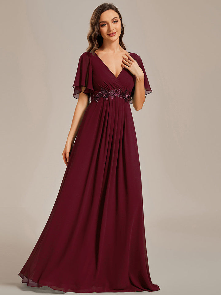 SYLVIA ELEGANT CHIFFON FLOATING SLEEVE DRESS