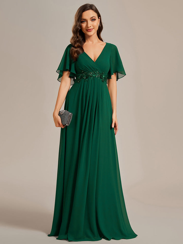 SYLVIA ELEGANT CHIFFON FLOATING SLEEVE DRESS