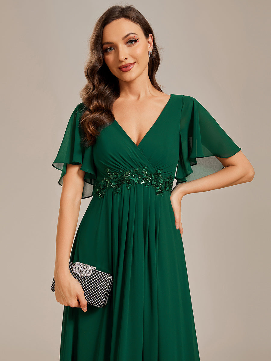 SYLVIA ELEGANT CHIFFON FLOATING SLEEVE DRESS