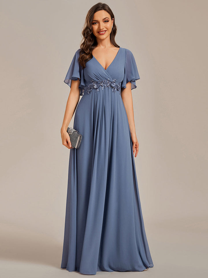 SYLVIA ELEGANT CHIFFON FLOATING SLEEVE DRESS