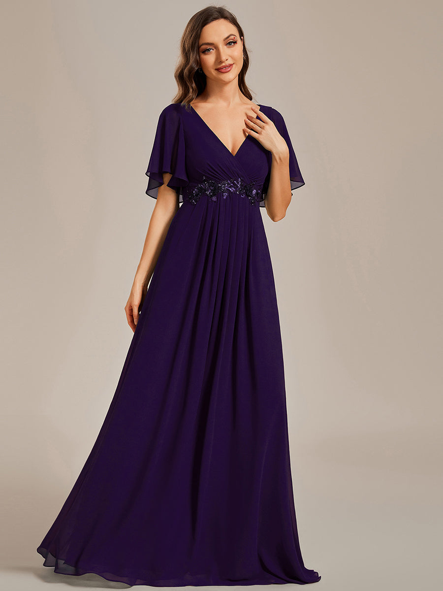 SYLVIA ELEGANT CHIFFON FLOATING SLEEVE DRESS