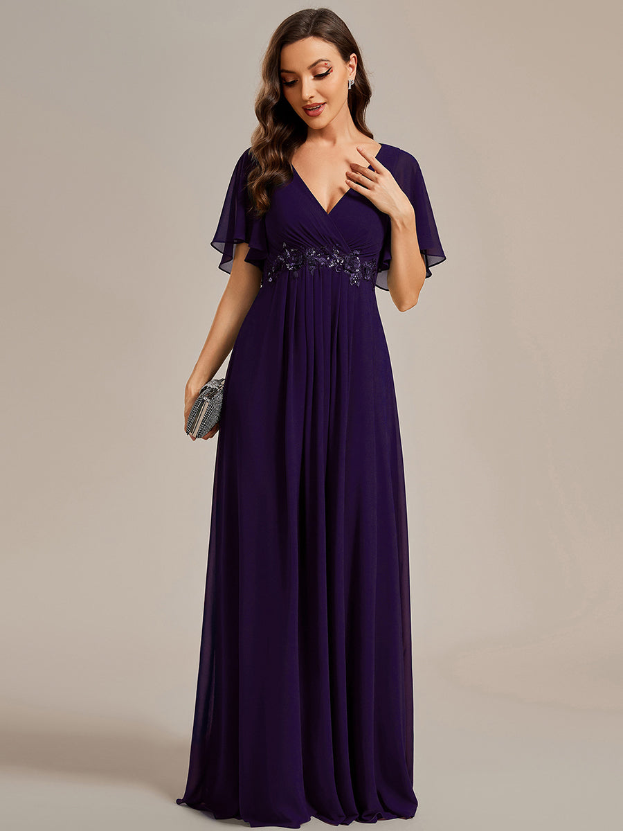 SYLVIA ELEGANT CHIFFON FLOATING SLEEVE DRESS