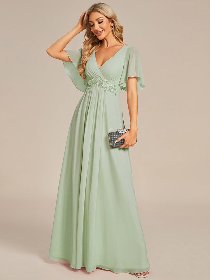 SYLVIA ELEGANT CHIFFON FLOATING SLEEVE DRESS