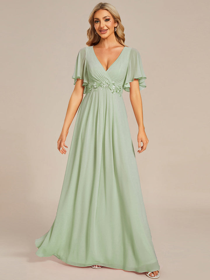 SYLVIA ELEGANT CHIFFON FLOATING SLEEVE DRESS