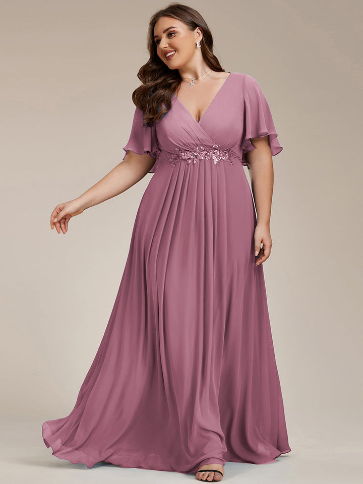 SYLVIA ELEGANT CHIFFON FLOATING SLEEVE DRESS