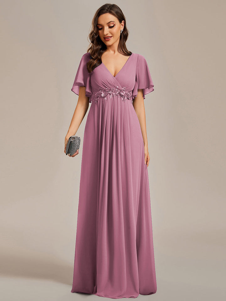 SYLVIA ELEGANT CHIFFON FLOATING SLEEVE DRESS