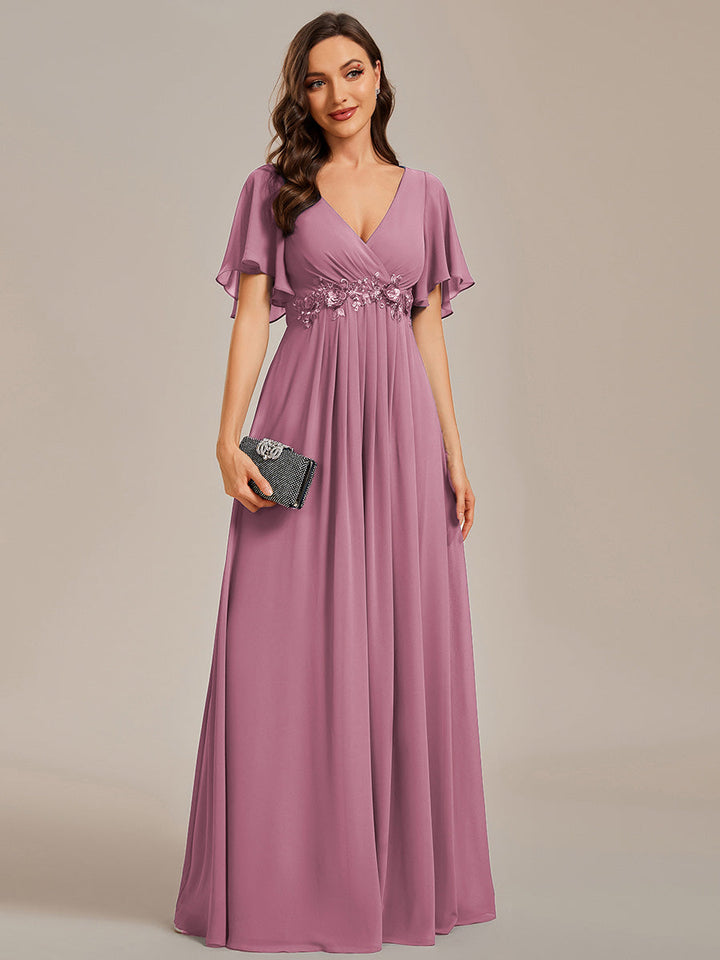 SYLVIA ELEGANT CHIFFON FLOATING SLEEVE DRESS