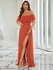 JUNE RUFFLED OFF-SHOULDER SPLIT GOWN