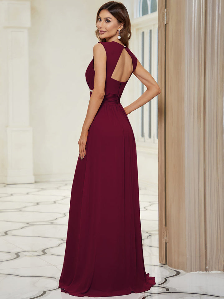 EMMA RUCHED V-NECK BRIDESMAID DRESS