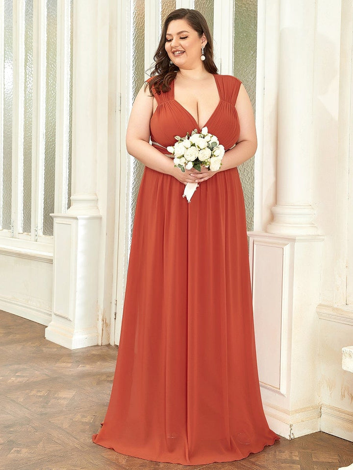 EMMA RUCHED V-NECK BRIDESMAID DRESS