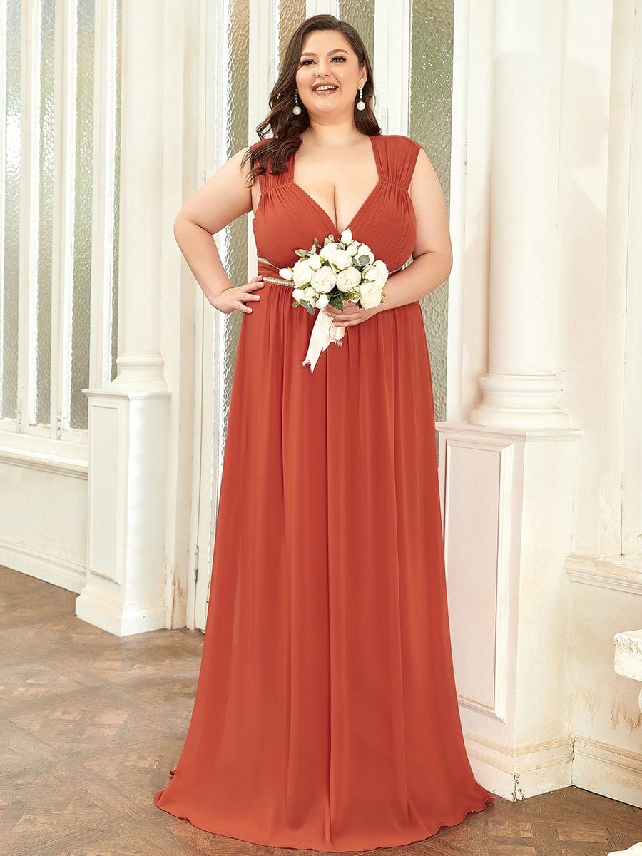 EMMA RUCHED V-NECK BRIDESMAID DRESS