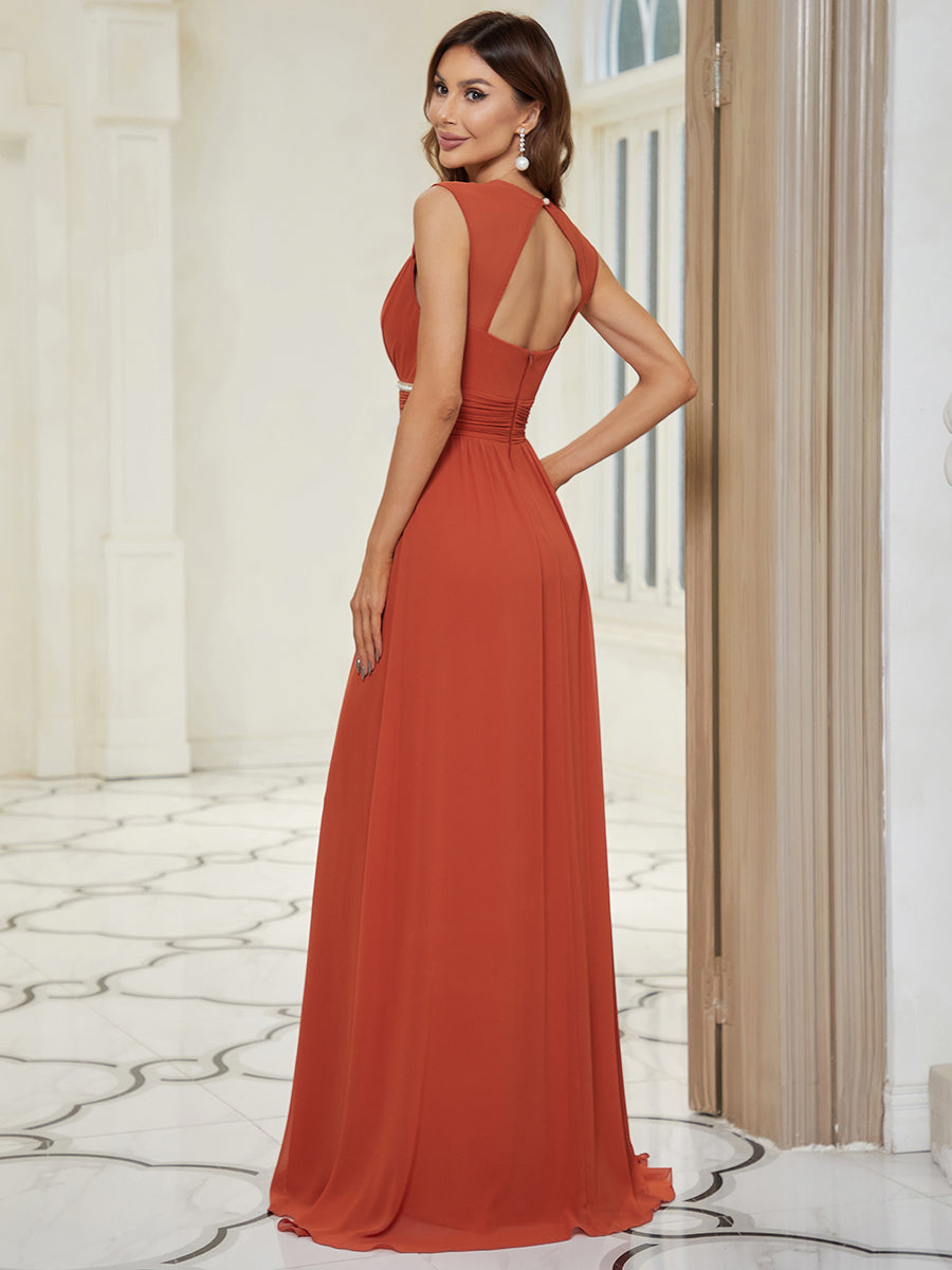 EMMA RUCHED V-NECK BRIDESMAID DRESS