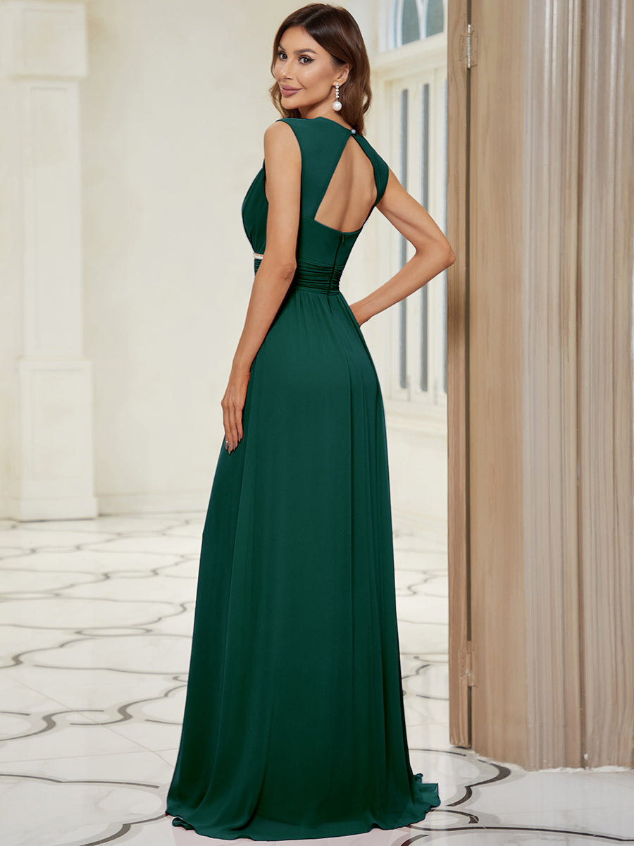 EMMA RUCHED V-NECK BRIDESMAID DRESS