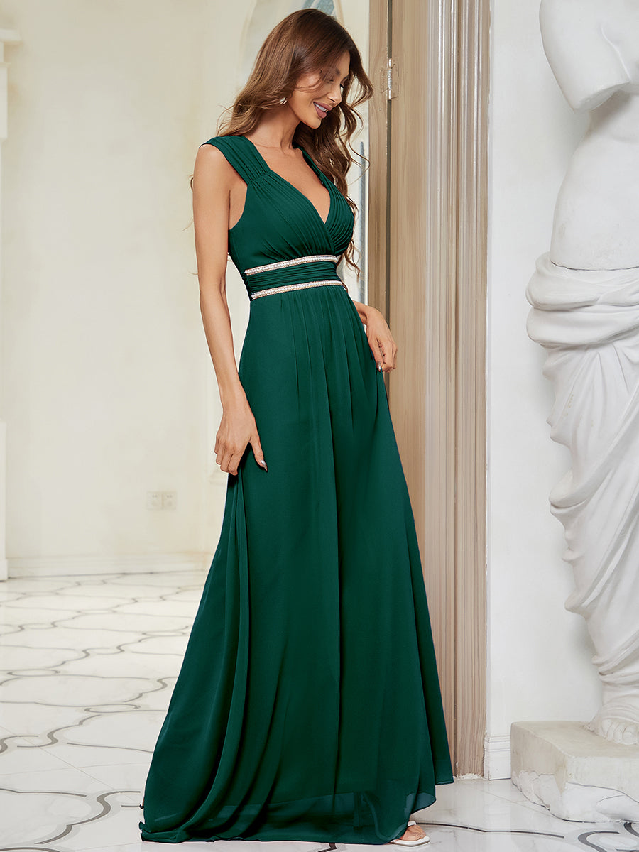 EMMA RUCHED V-NECK BRIDESMAID DRESS