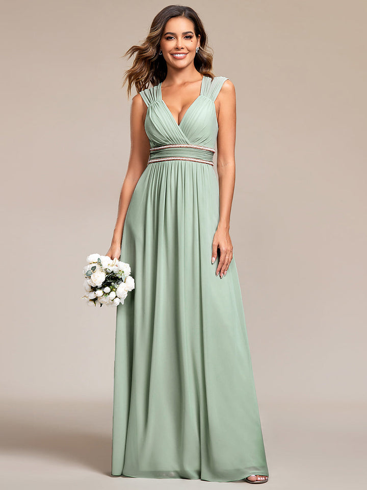 EMMA RUCHED V-NECK BRIDESMAID DRESS