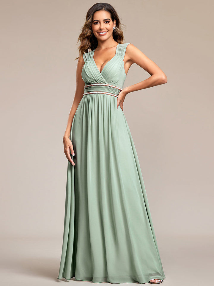 EMMA RUCHED V-NECK BRIDESMAID DRESS