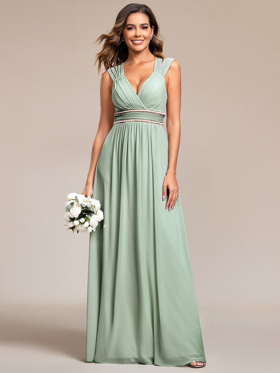 EMMA RUCHED V-NECK BRIDESMAID DRESS