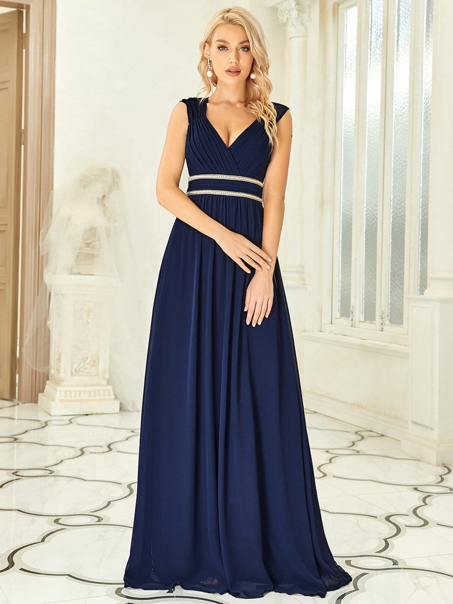 EMMA RUCHED V-NECK BRIDESMAID DRESS