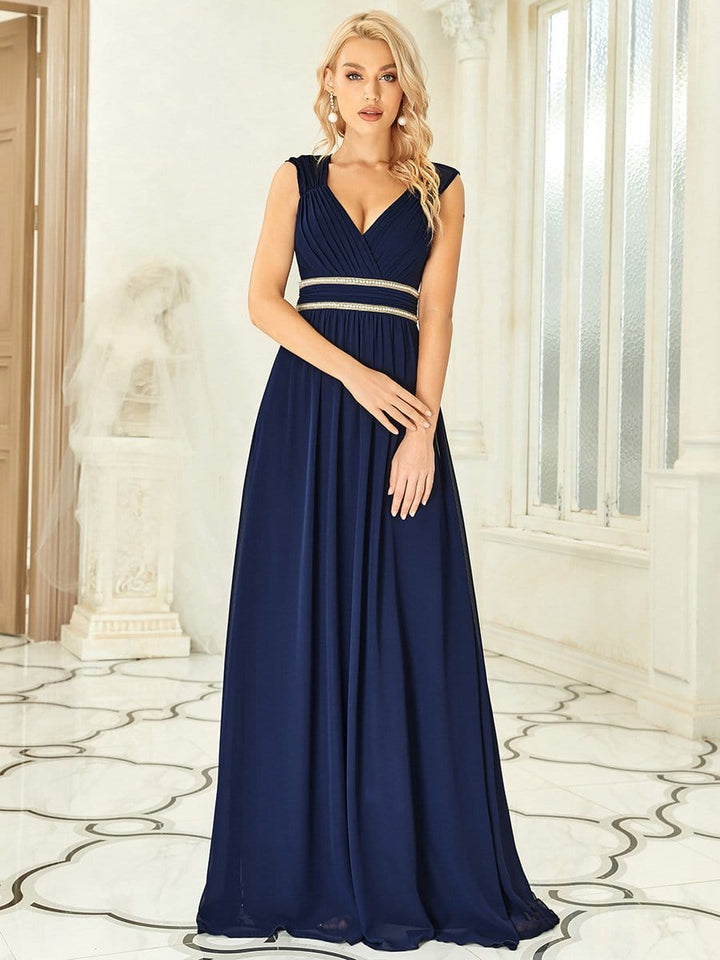 EMMA RUCHED V-NECK BRIDESMAID DRESS