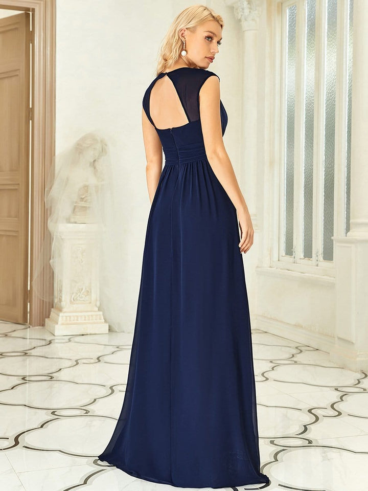 EMMA RUCHED V-NECK BRIDESMAID DRESS