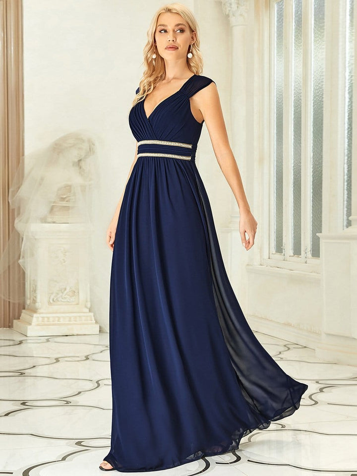 EMMA RUCHED V-NECK BRIDESMAID DRESS