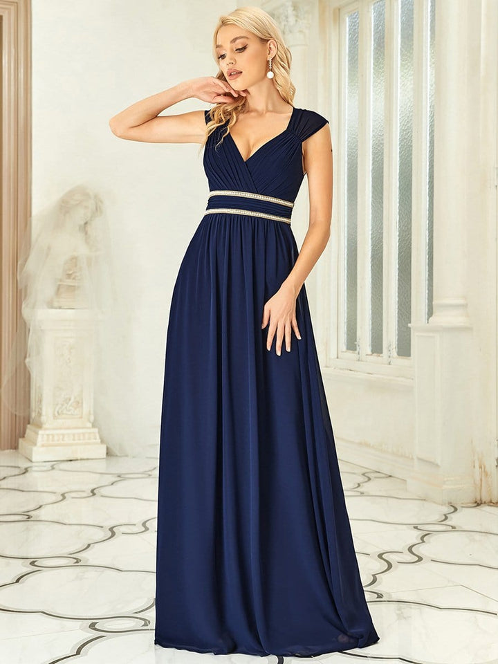 EMMA RUCHED V-NECK BRIDESMAID DRESS