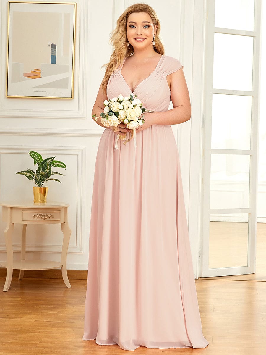 EMMA RUCHED V-NECK BRIDESMAID DRESS