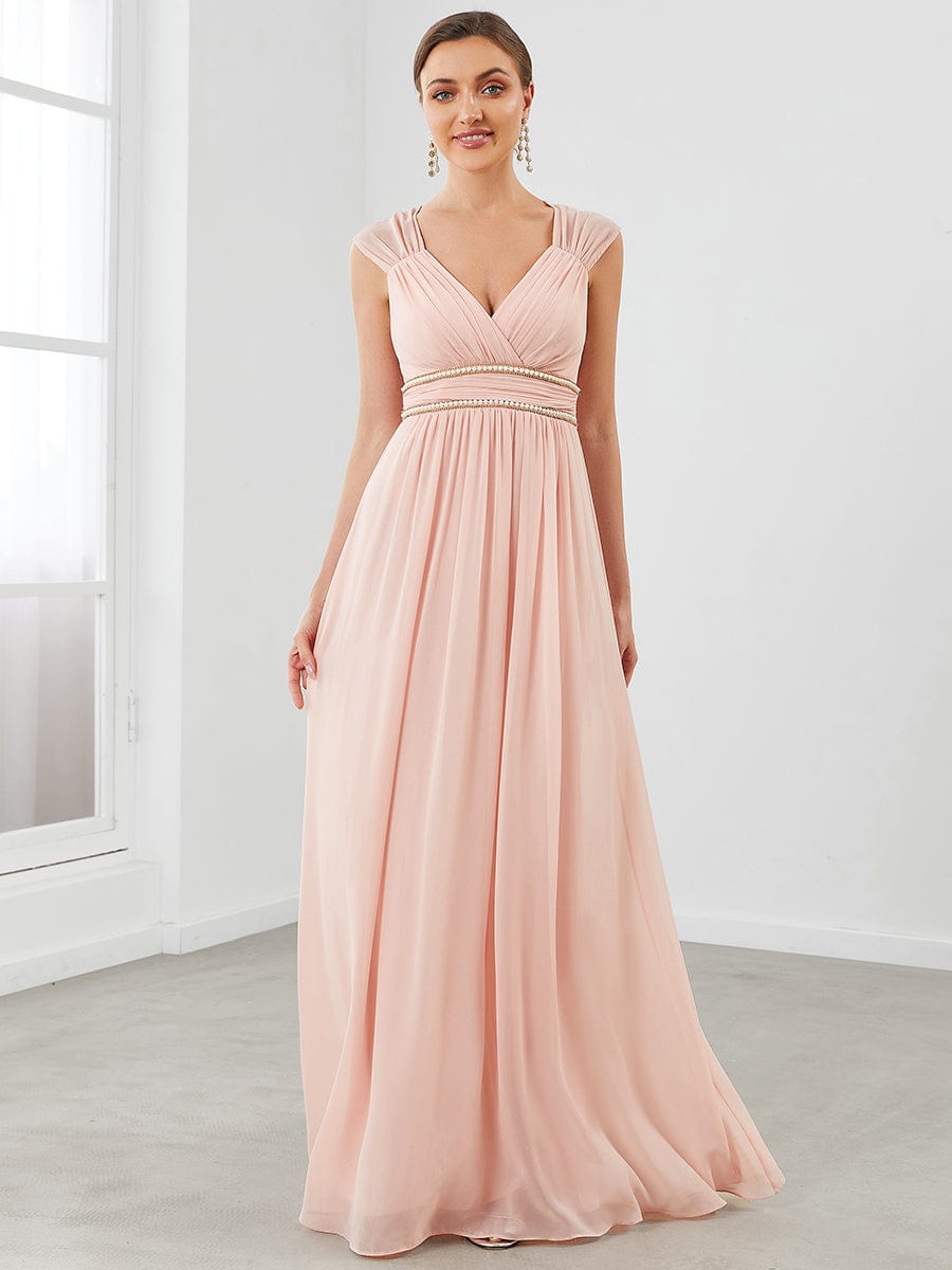 EMMA RUCHED V-NECK BRIDESMAID DRESS