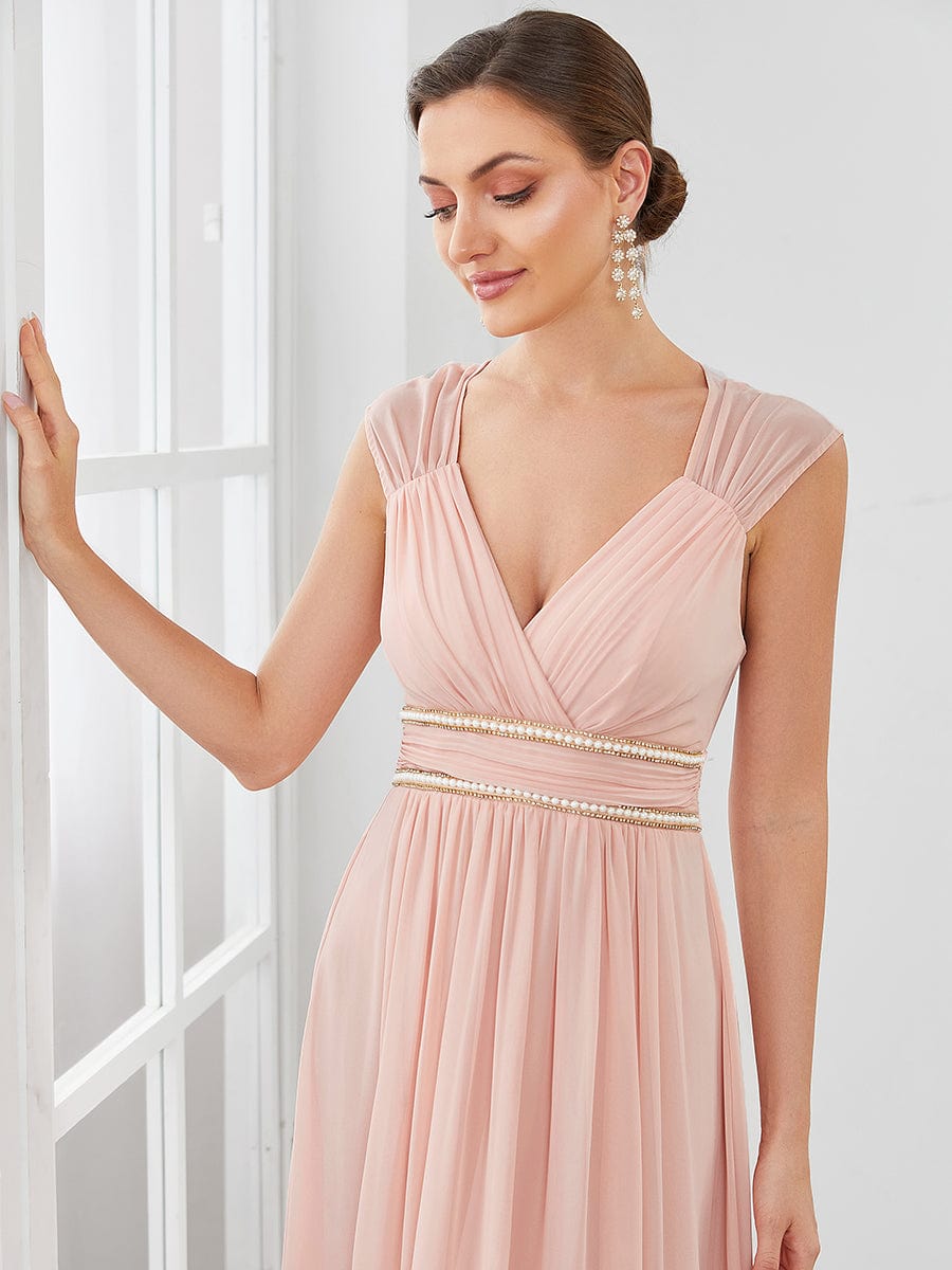 EMMA RUCHED V-NECK BRIDESMAID DRESS