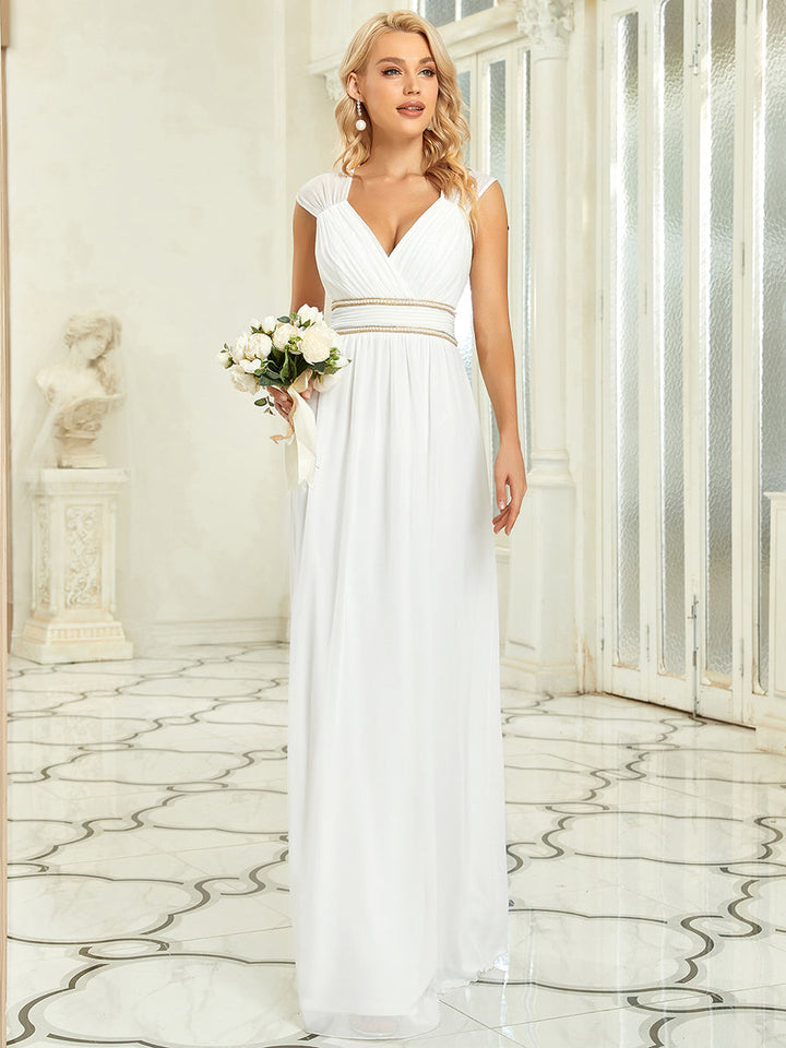 EMMA RUCHED V-NECK BRIDESMAID DRESS